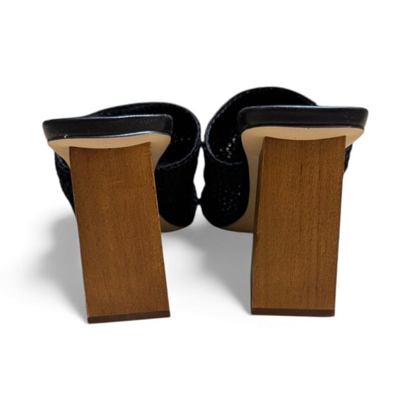Steve Madden Black Knit Block Heel Mules Sandals Realize Style 9M - Picture 3 of 4